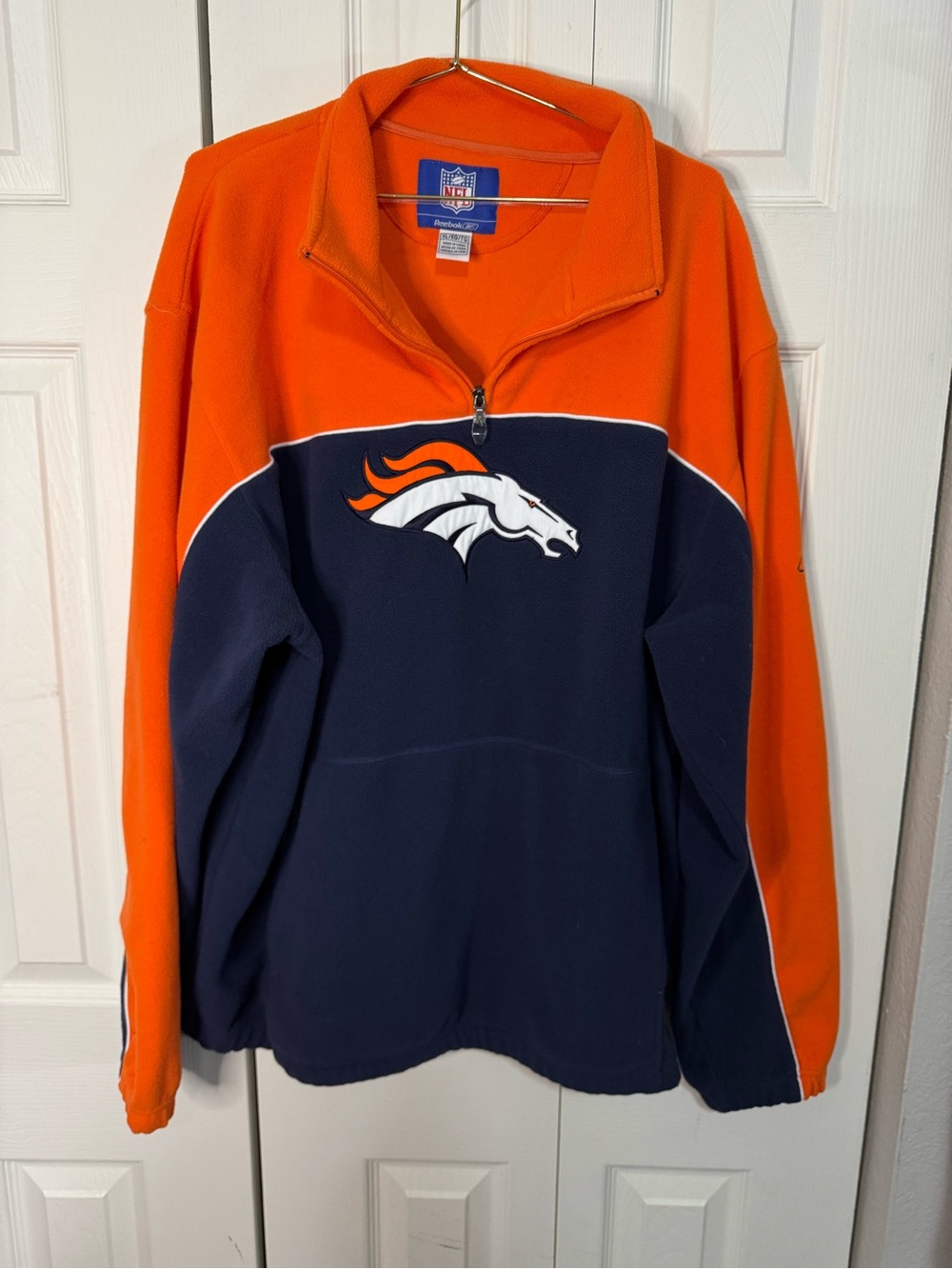 Vintage NFL Reebok Denver Broncos Orange & Navy Quarter-Zip Pullover